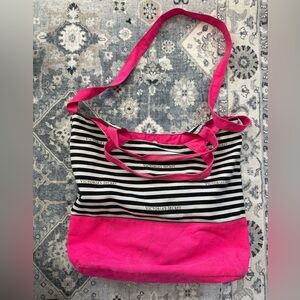 Victoria's Secret Pink and Black Striped canvas Bag